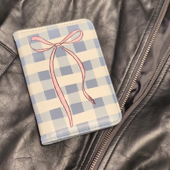 Anthropologie Accessories - Anthropologie Pink Bow Checkered Passport Holder